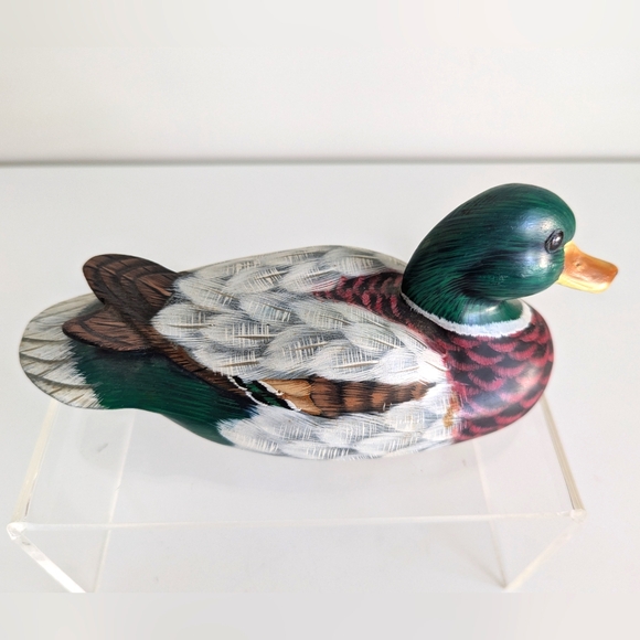 Vintage 8.5" Small Scale Hand Painted Mallard Duck Figurine Collector Decoy Hunt - Picture 9 of 9